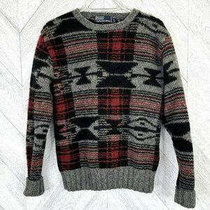 Vintage Polo Ralph Lauren Aztec Sweater Mens Small 100% Wool Pullover